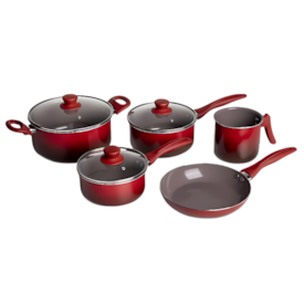 CONJUNTO PANELAS 5PCS - CERAMIC LIFE EASY-VERMELHO - BRINOX