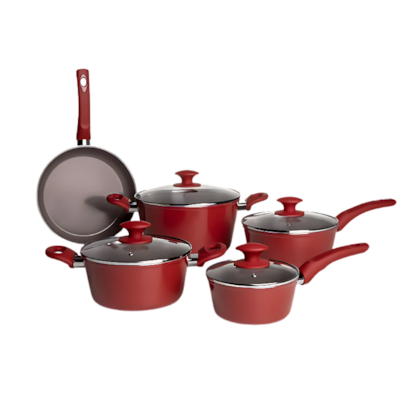 CONJUNTO PANELAS 5PCS - CERAMIC LIFE OPTIMA CMN - INDUCAO - VERMELHA - BRINOX