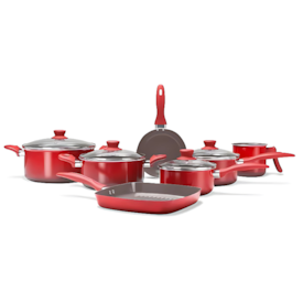 CONJUNTO PANELAS 7PCS - CERAMIC LIFE EASY-VERMELHO - BRINOX