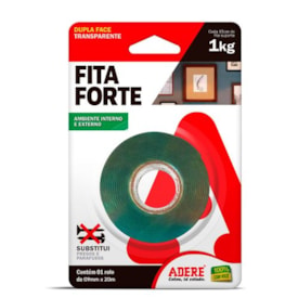 FITA DUPLA FACE 09MM X 20 METROS X 0.8MM TRANSP ADERMAX