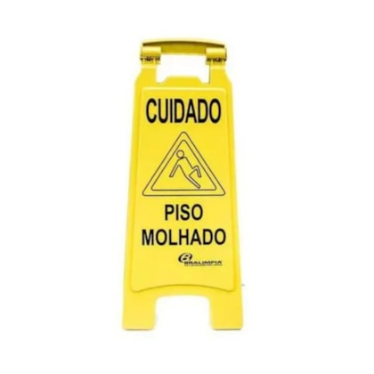 PLACA SINALIZACAO PISO MOLHADO BRALIMPIA